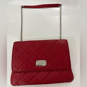 MICHAEL KORS Red Quilted Leather Shoulder Bag in waterproof dust bag